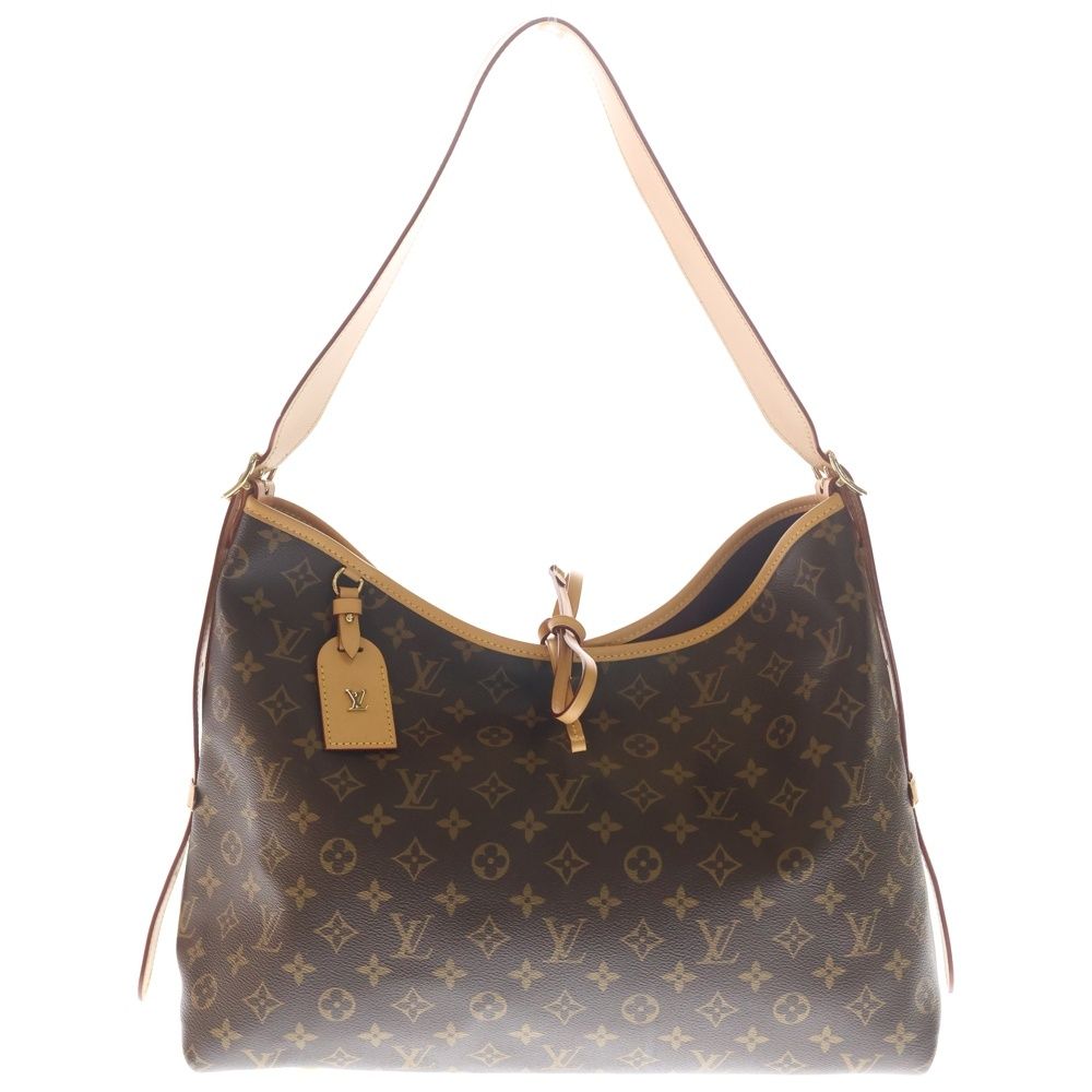 Louis Vuitton Monogram Carry All NM MM Shoulder Bag Brown Leather Gold
