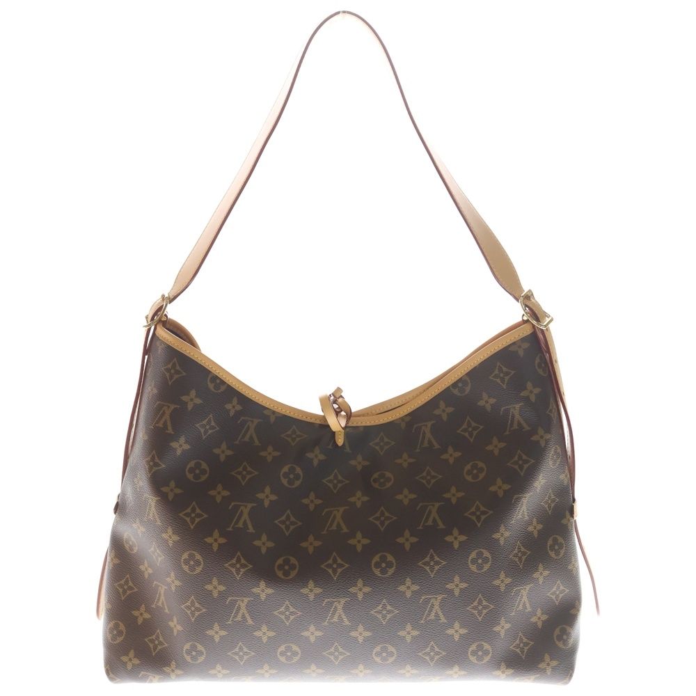 Louis Vuitton Monogram Carry All NM MM Shoulder Bag Brown Leather Gold — view 2