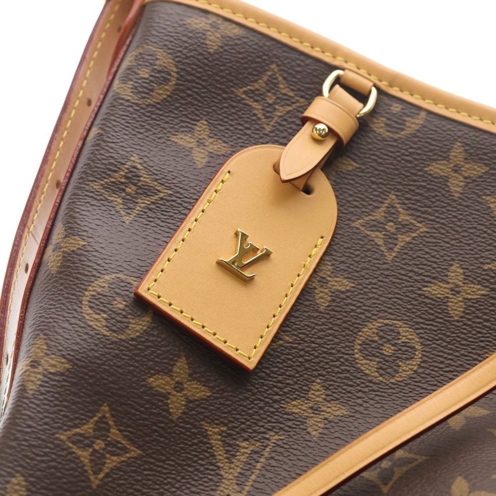 Louis Vuitton Monogram Carry All NM MM Shoulder Bag Brown Leather Gold — view 5