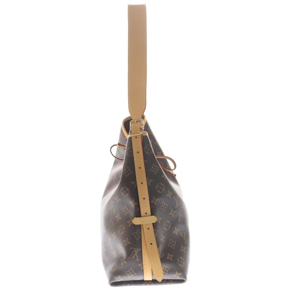 Louis Vuitton Monogram Carry All NM MM Shoulder Bag Brown Leather Gold — view 3
