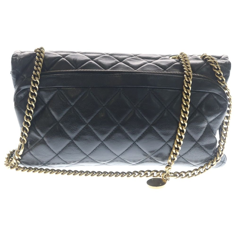 Chanel Quilted Shoulder Bag Black Lambskin Bag Gold Slide Adjuster Star — view 2