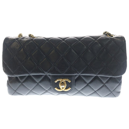 Chanel Quilted Shoulder Bag Black Lambskin Bag Gold Slide Adjuster Star