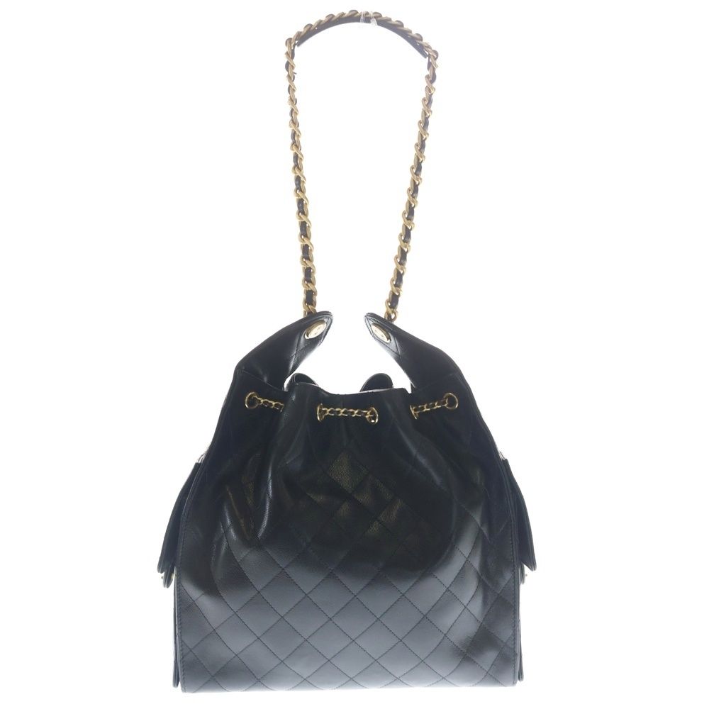Chanel 25 Shoulder Bag Chain Black Caviar Leather Gold — view 2
