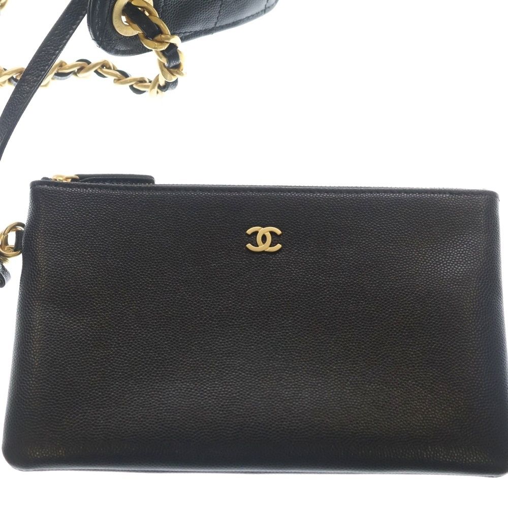 Chanel 25 Shoulder Bag Chain Black Caviar Leather Gold — view 5