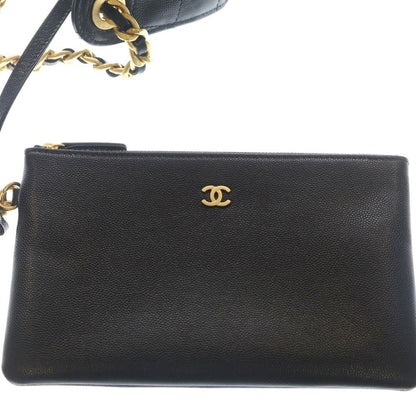 Chanel 25 Shoulder Bag Chain Black Caviar Leather Gold — view 5