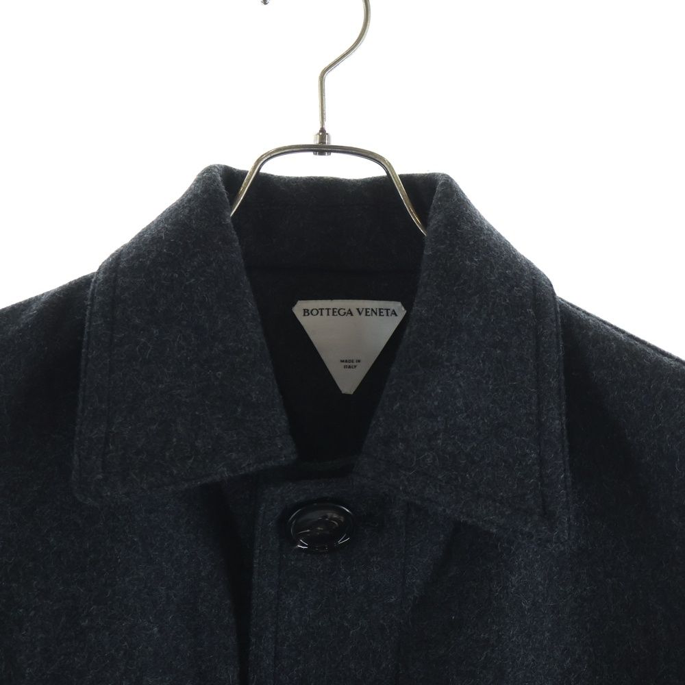 Bottega Veneta Wool Front Multi Pocket Stainless Steel Coat Jacket Dark Gray — view 5