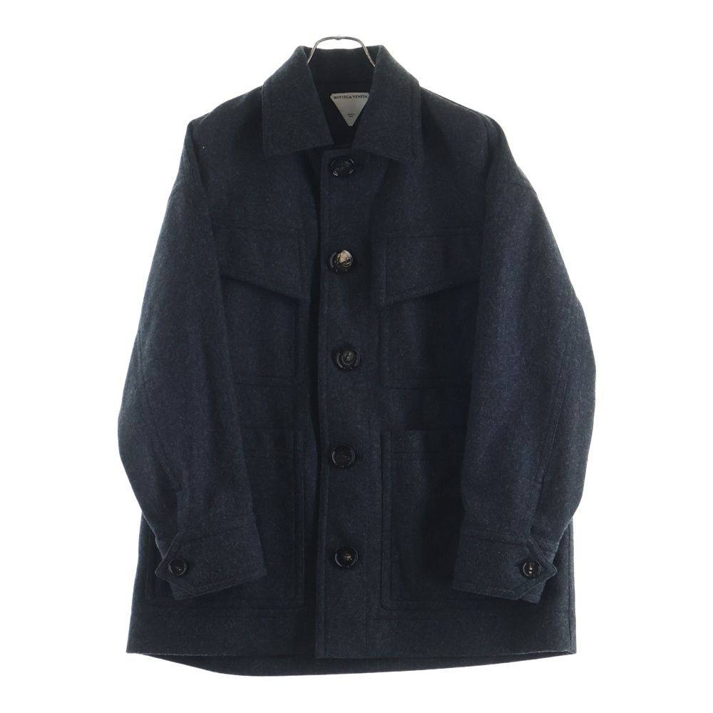 Bottega Veneta Wool Front Multi Pocket Stainless Steel Coat Jacket Dark Gray