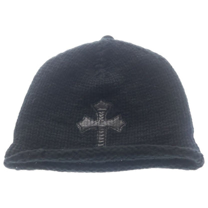 Chrome Hearts Beanie Cash Cross Patch Cashmere Knit Cap Hat Black