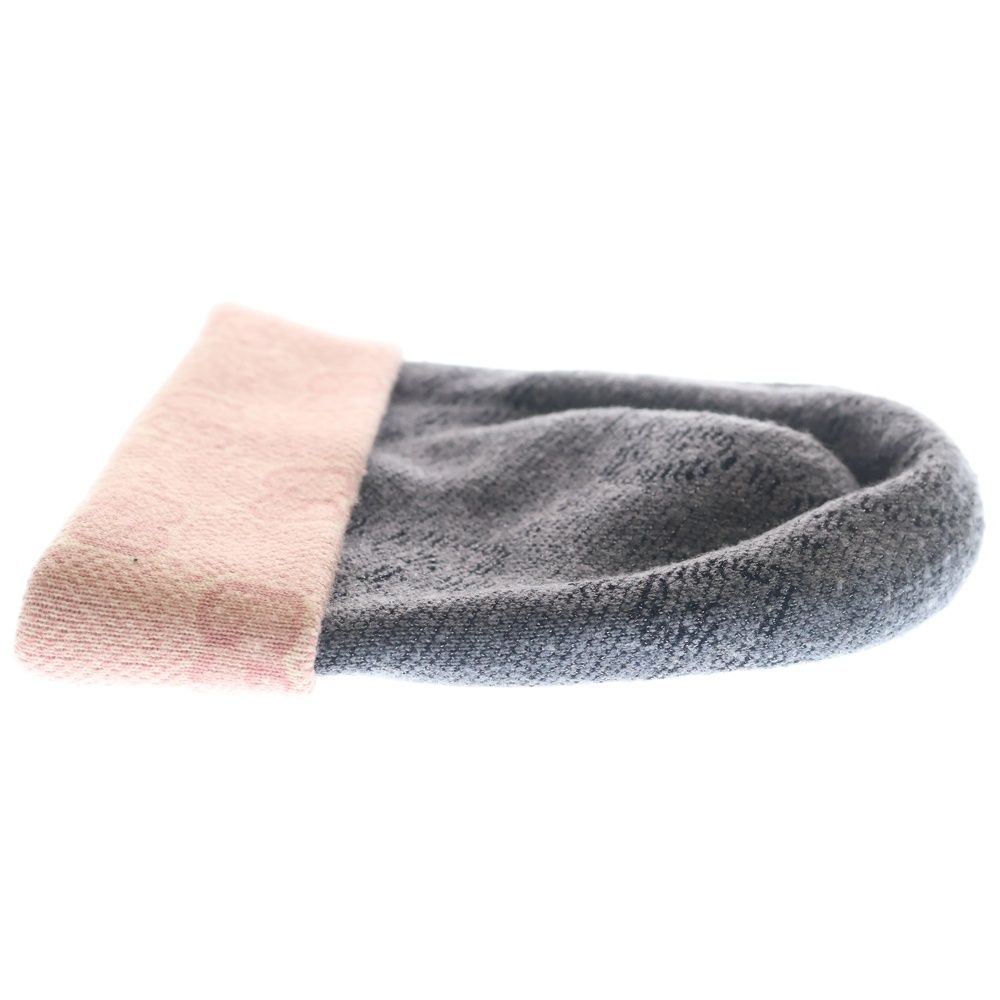 Gucci GG Pattern Reversible Wool Knit Hat Gray Pink — view 3