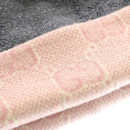 Gucci GG Pattern Reversible Wool Knit Hat Gray Pink — view 5