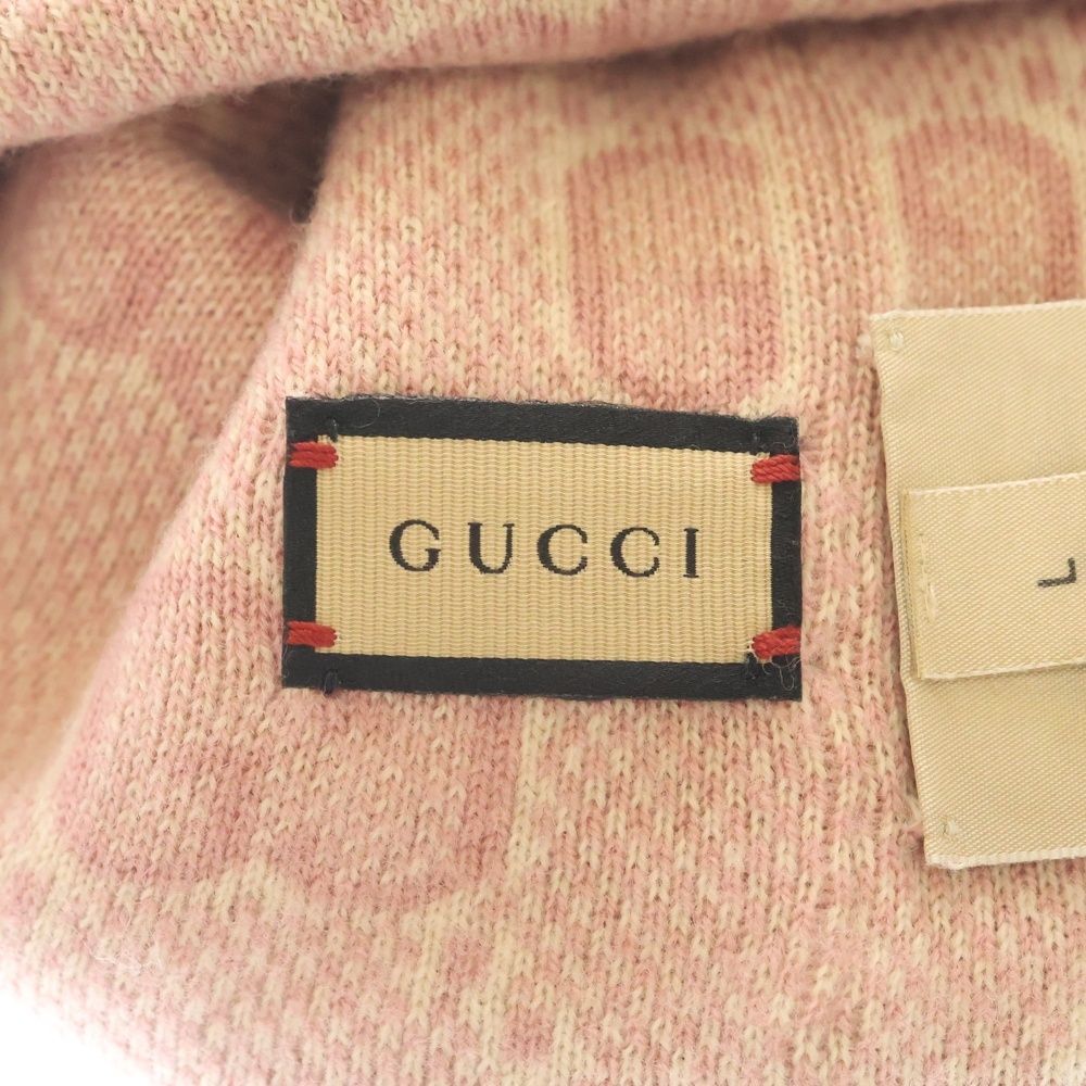 Gucci GG Pattern Reversible Wool Knit Hat Gray Pink — view 7