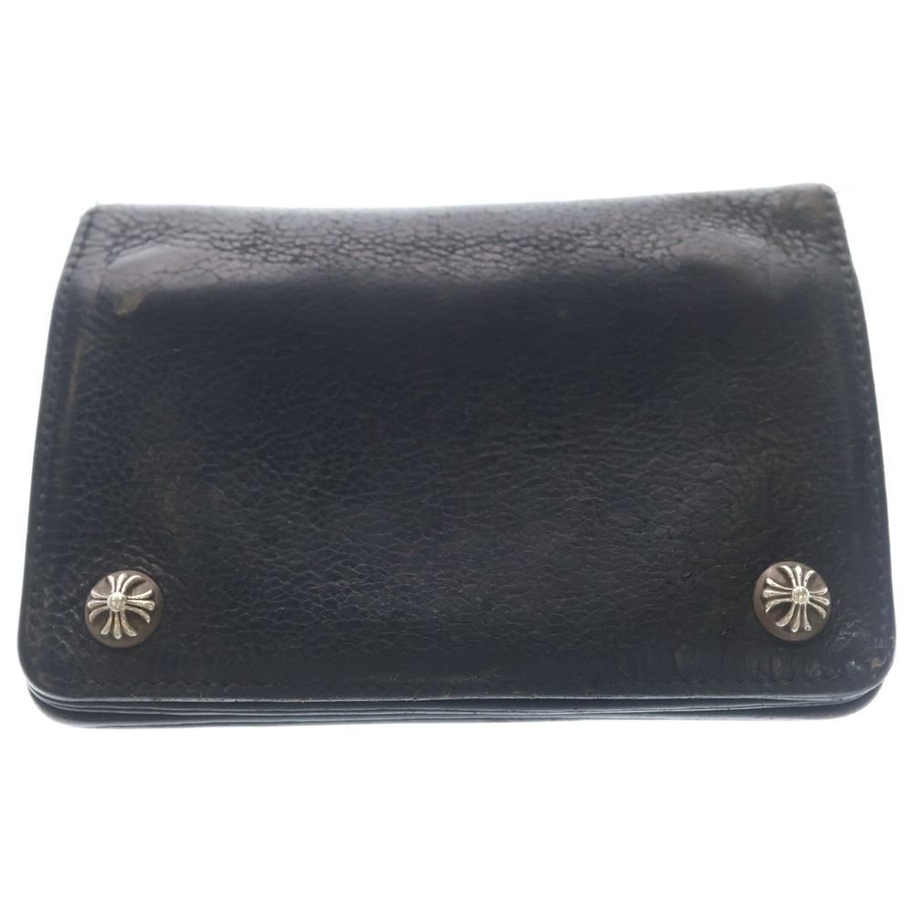 Chrome Hearts Cross Ball Button Leather Wallet Black