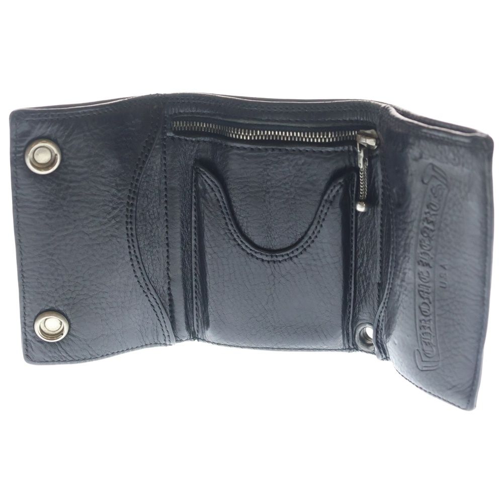 Chrome Hearts 3 Fold Cross Ball Button Leather Wallet Black — view 4