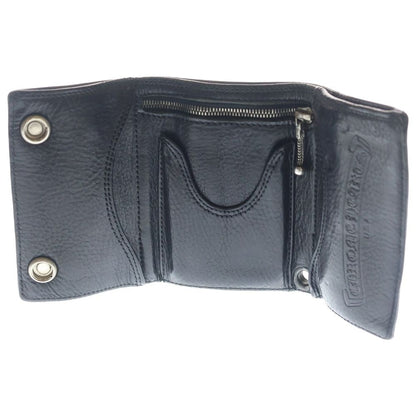 Chrome Hearts 3 Fold Cross Ball Button Leather Wallet Black — view 4