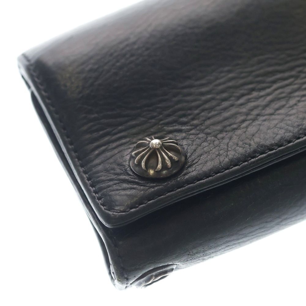 Chrome Hearts 3 Fold Cross Ball Button Leather Wallet Black — view 6