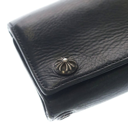 Chrome Hearts 3 Fold Cross Ball Button Leather Wallet Black — view 6