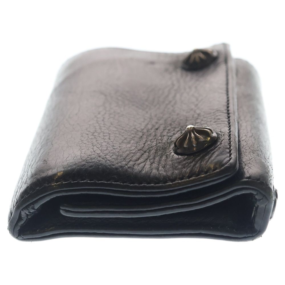 Chrome Hearts 3 Fold Cross Ball Button Leather Wallet Black — view 3