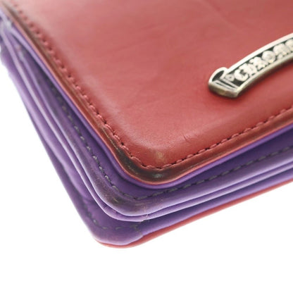 Chrome Hearts Crd Arch Logo Plate 3 Pocket Leather Card Case Red Purple — view 6