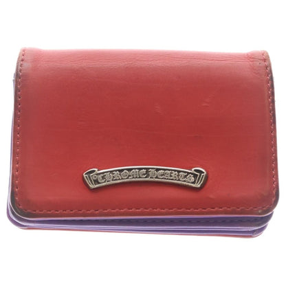 Chrome Hearts Crd Arch Logo Plate 3 Pocket Leather Card Case Red Purple