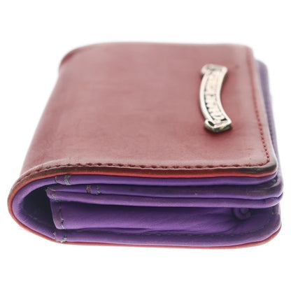 Chrome Hearts Crd Arch Logo Plate 3 Pocket Leather Card Case Red Purple — view 3