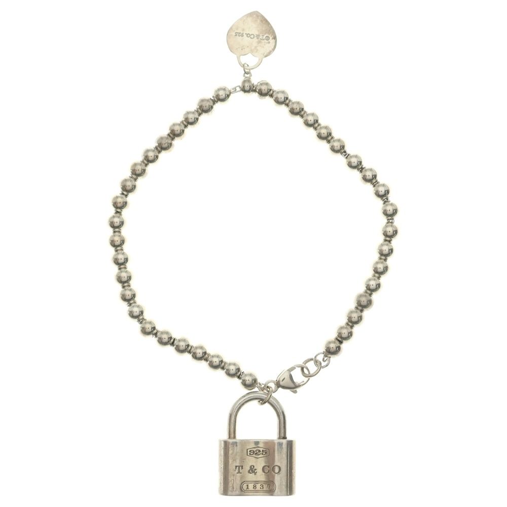 Tiffany & Co Lock Charm Cadena Beads Bracelet 925 Sterling Silver