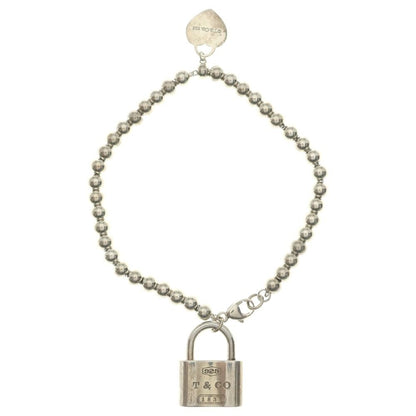 Tiffany & Co Lock Charm Cadena Beads Bracelet 925 Sterling Silver