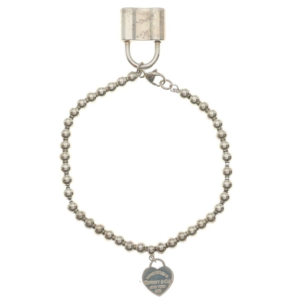 Tiffany & Co Lock Charm Cadena Beads Bracelet 925 Sterling Silver — view 2