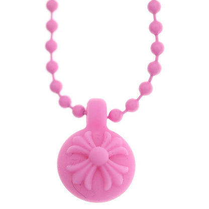 Chrome Hearts Rubber No2 Cross Ball Necklace Pendant Pink — view 3