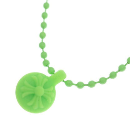 Chrome Hearts Rubber No2 Cross Ball Necklace Pendant Green