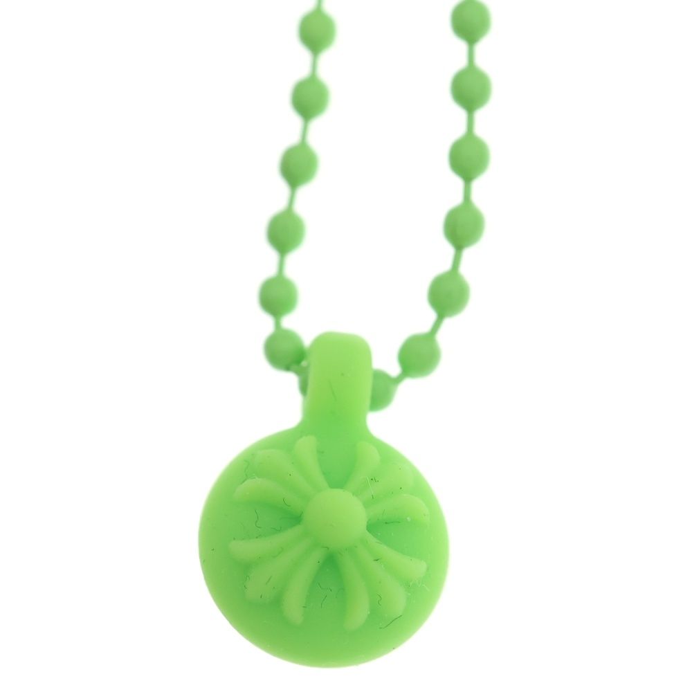 Chrome Hearts Rubber No2 Cross Ball Necklace Pendant Green — view 3