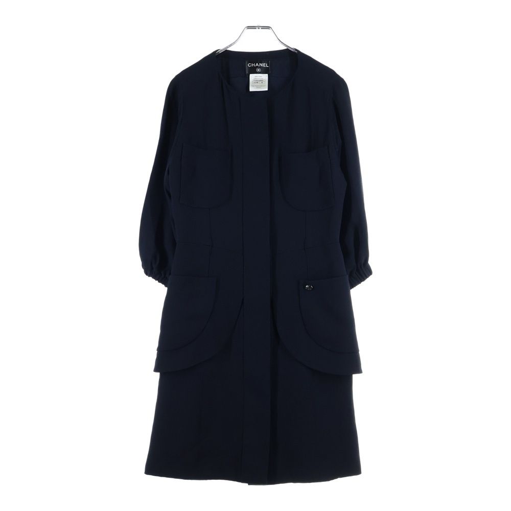 Chanel Silk 3/4 Sleeve Dress Navy