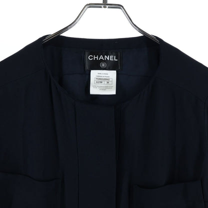 Chanel Silk 3/4 Sleeve Dress Navy — view 3
