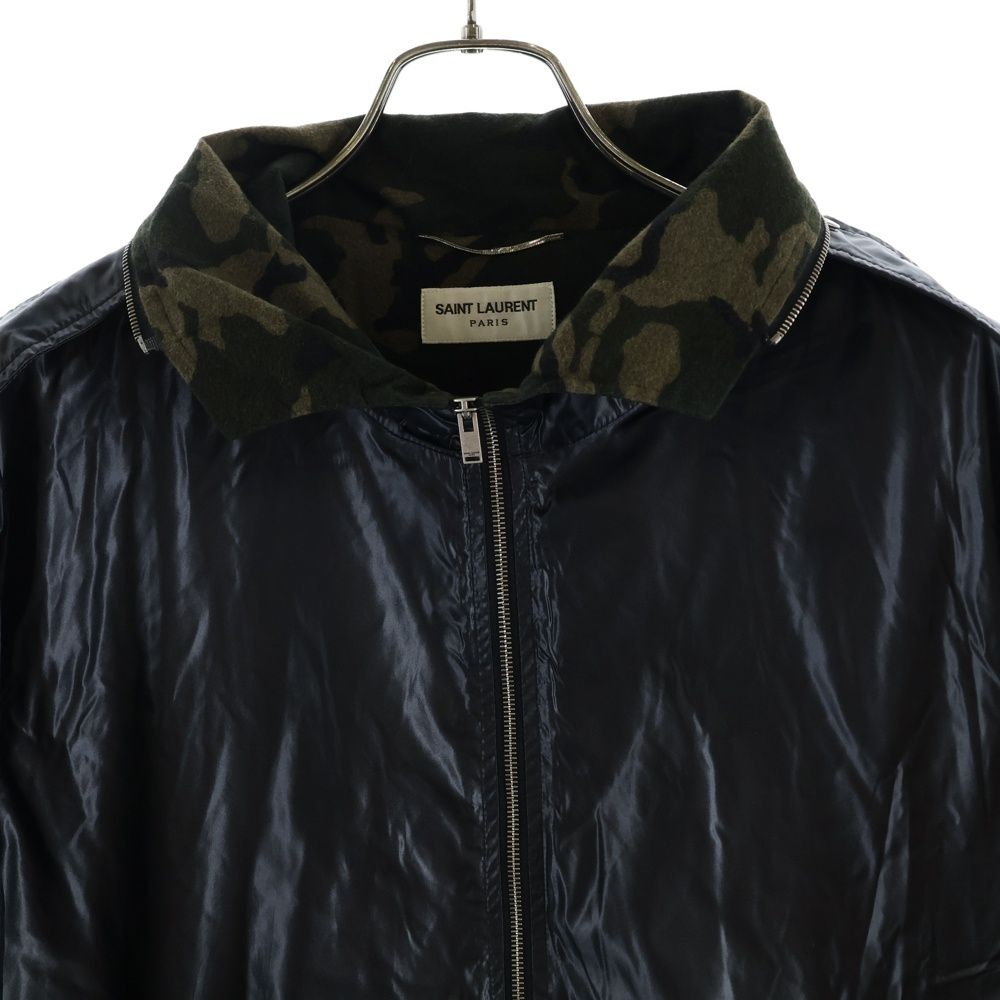 Saint Laurent Paris Nylon Zip Up Jacket Lining Camo Zip Black — view 3