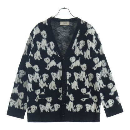 Celine Amy Dorian Jacquard Dog All Over Pattern Cardigan Black Dog