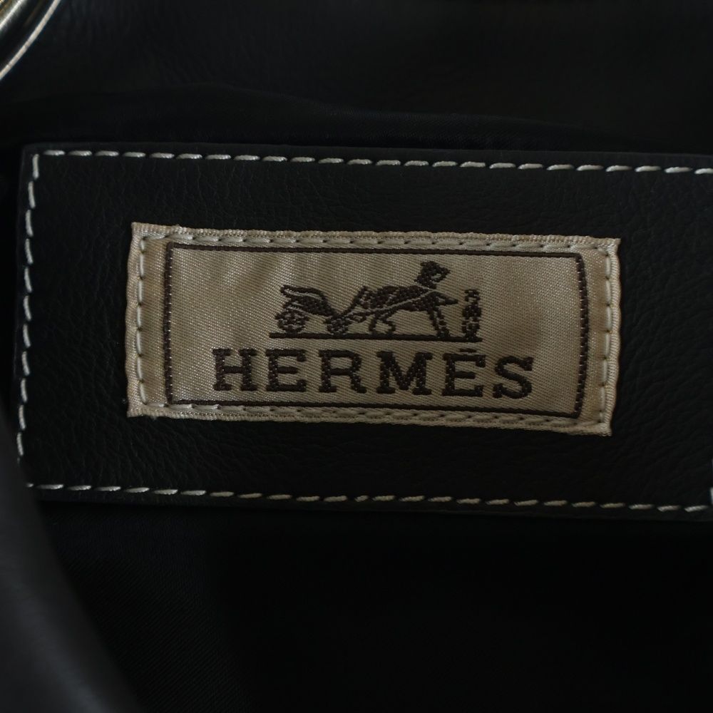 Hermes Layered Leather Single Rider's Jacket Black — view 6