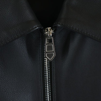 Hermes Layered Leather Single Rider's Jacket Black — view 5