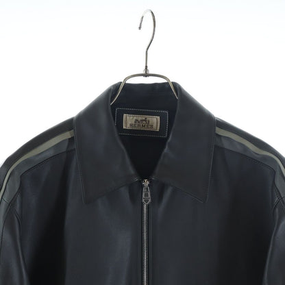Hermes Layered Leather Single Rider's Jacket Black — view 3