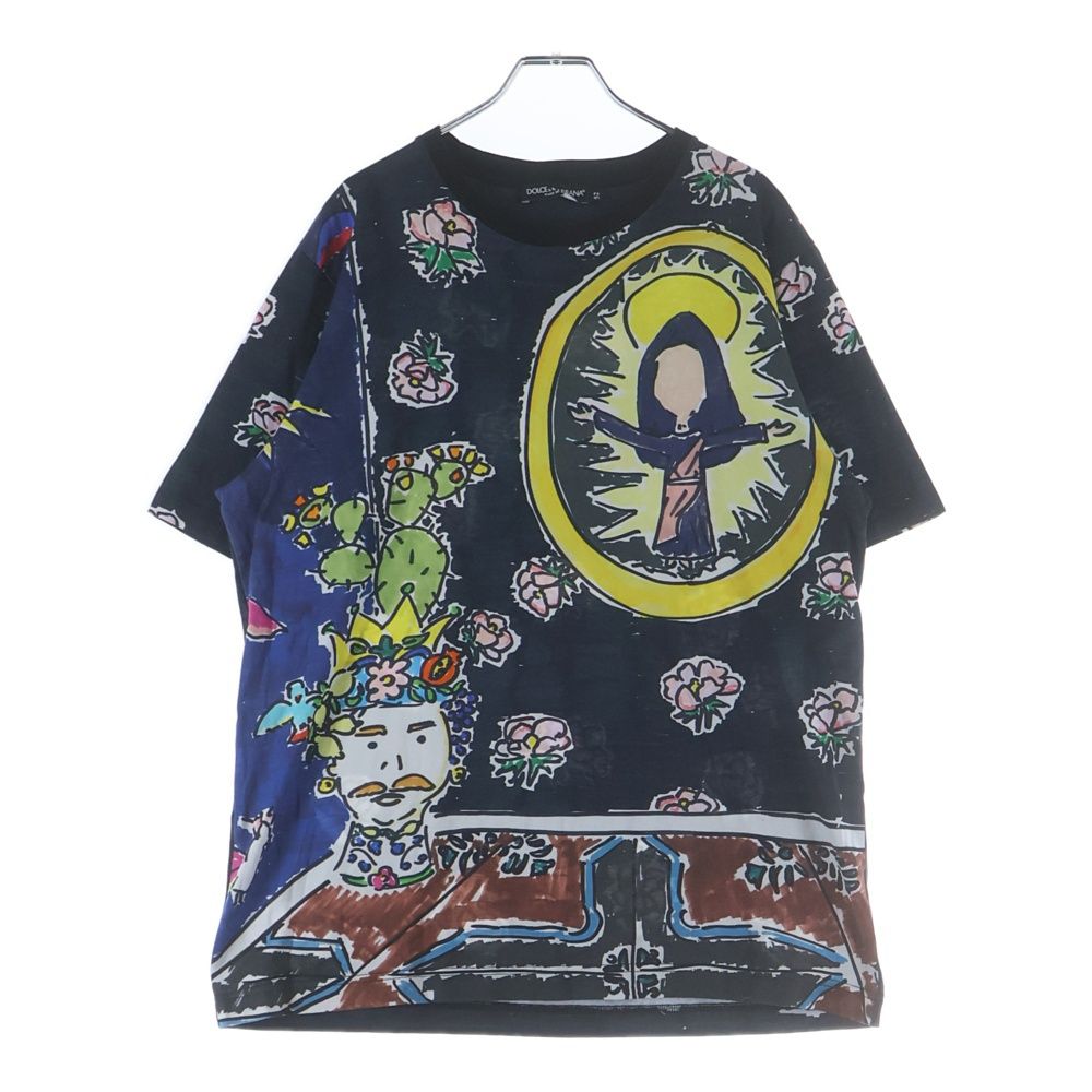 Dolce & Gabbana Maria King T-Shirt Allover Pattern Short Sleeve Navy