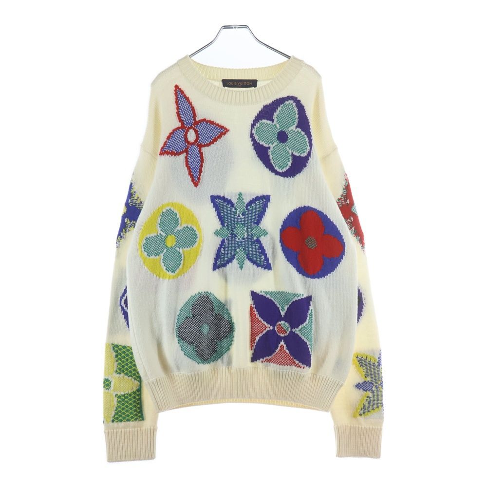 Louis Vuitton Jacquard Multi Monogram Flower Middle Gauge Wool Knit Sweater Utf