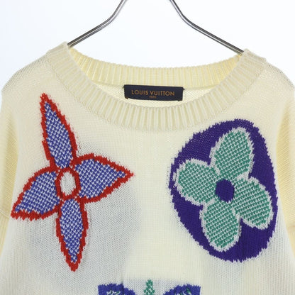 Louis Vuitton Jacquard Multi Monogram Flower Middle Gauge Wool Knit Sweater Utf — view 3