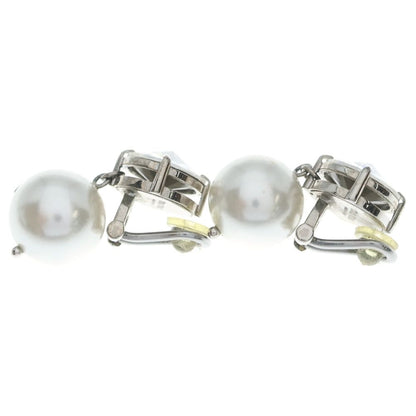 Miu Miu Faux Pearl M Logo Crystal Bijou Earrings White Silver — view 3