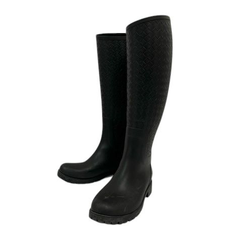 Bottega Veneta Rain Boots Intrecciato Long Length 35 Black