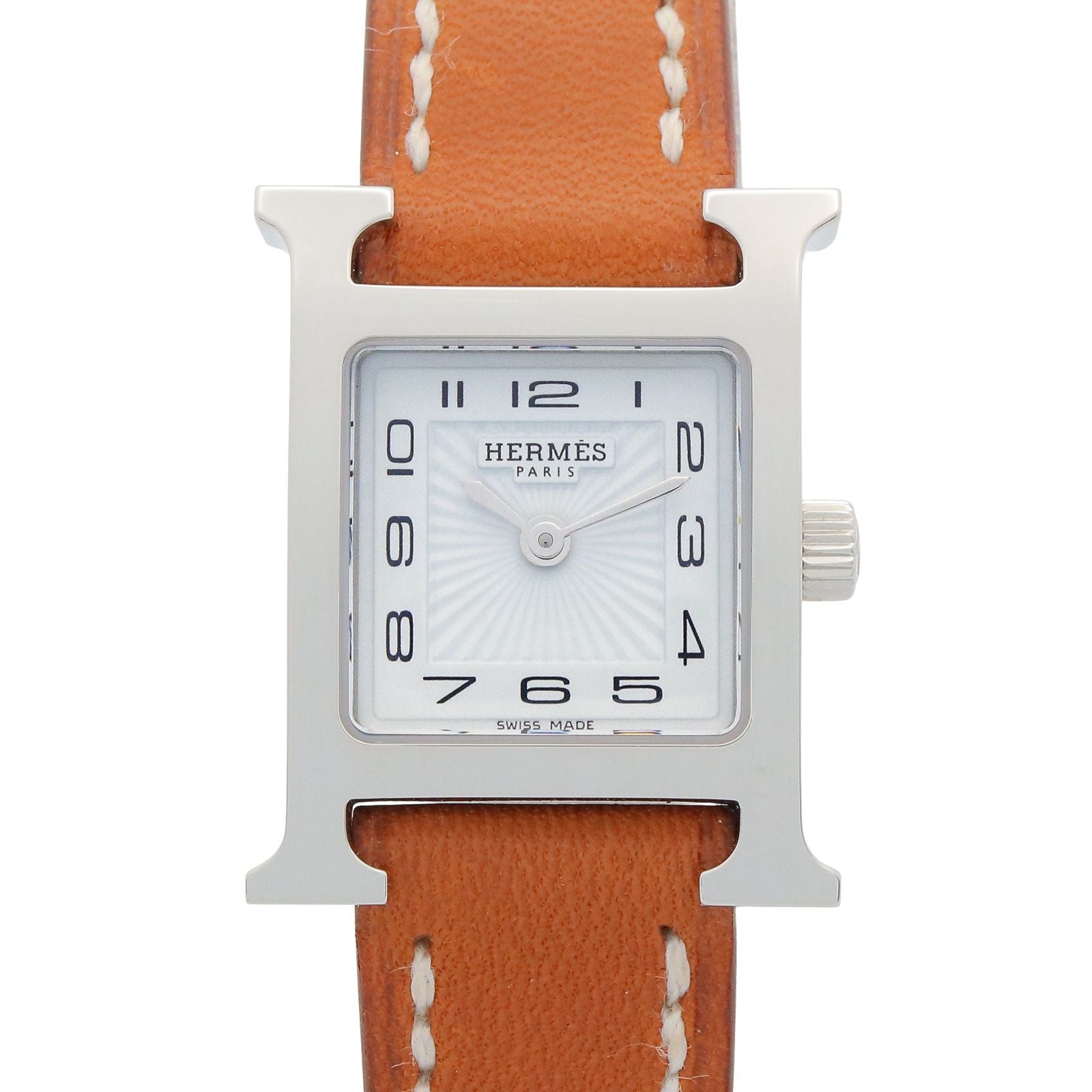Hermes Watch Mini White Stainless Steel Leather