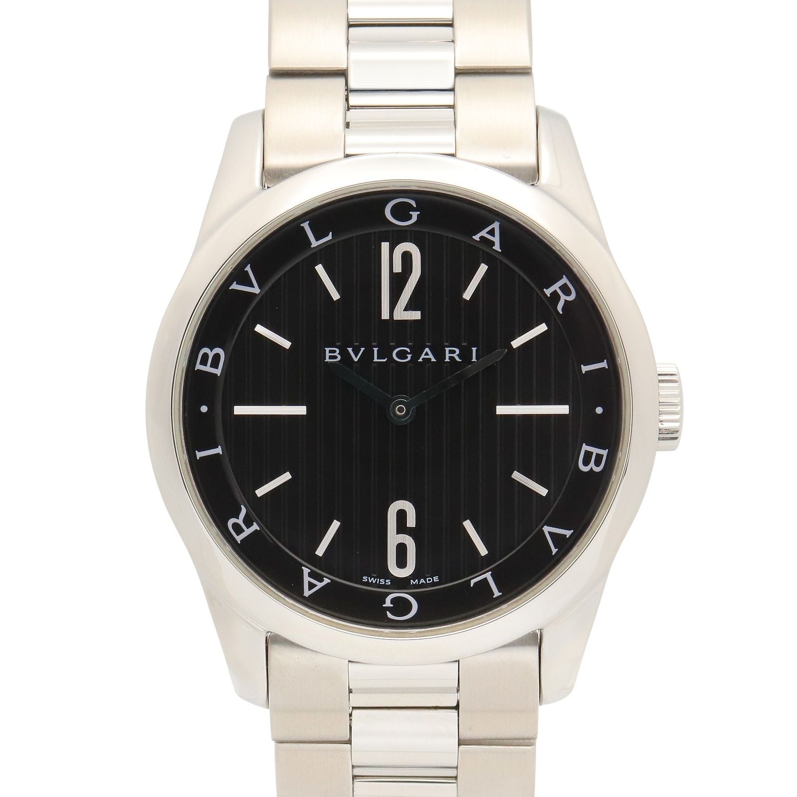 Bvlgari Watch Solo Tempo Black Stainless Steel