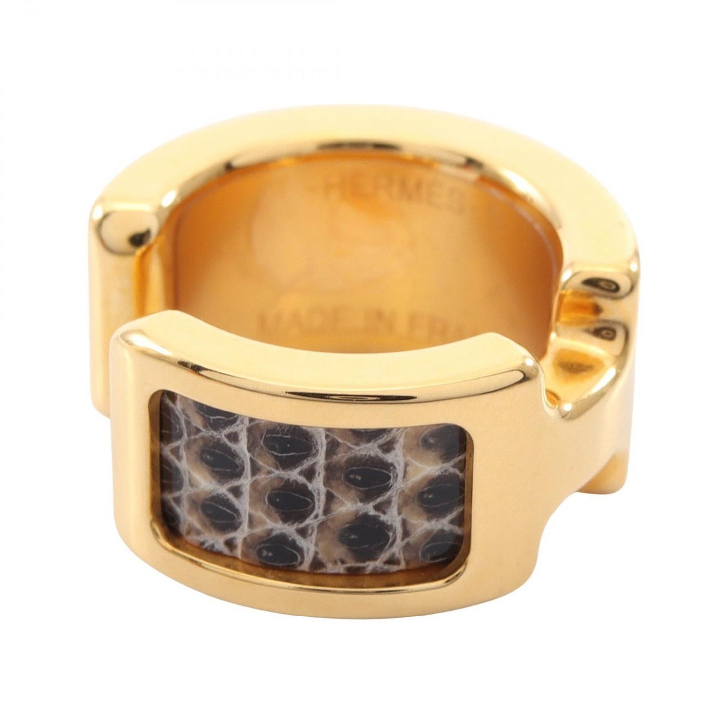 Hermes Olympe PM Gold Leather Ring
