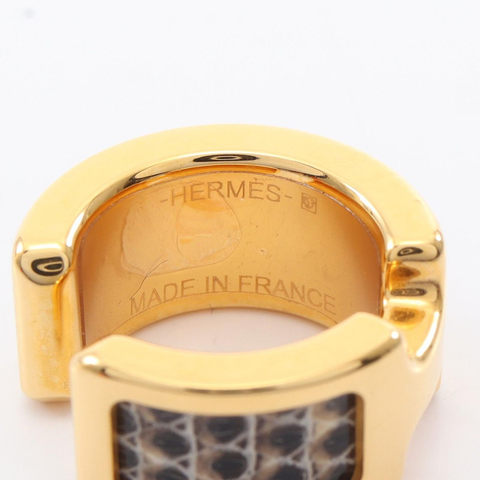 Hermes Olympe PM Gold Leather Ring — view 3