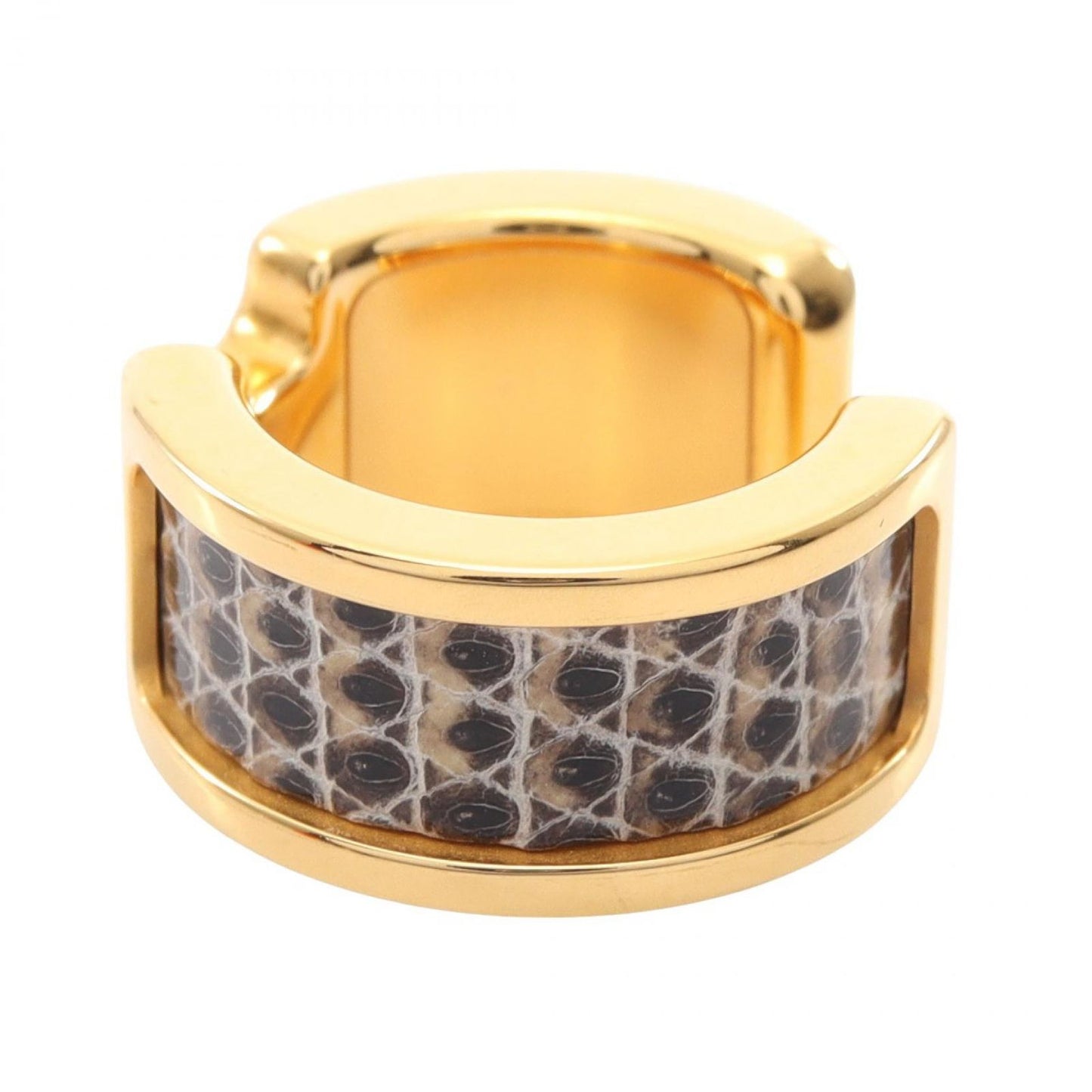 Hermes Olympe PM Gold Leather Ring — view 2