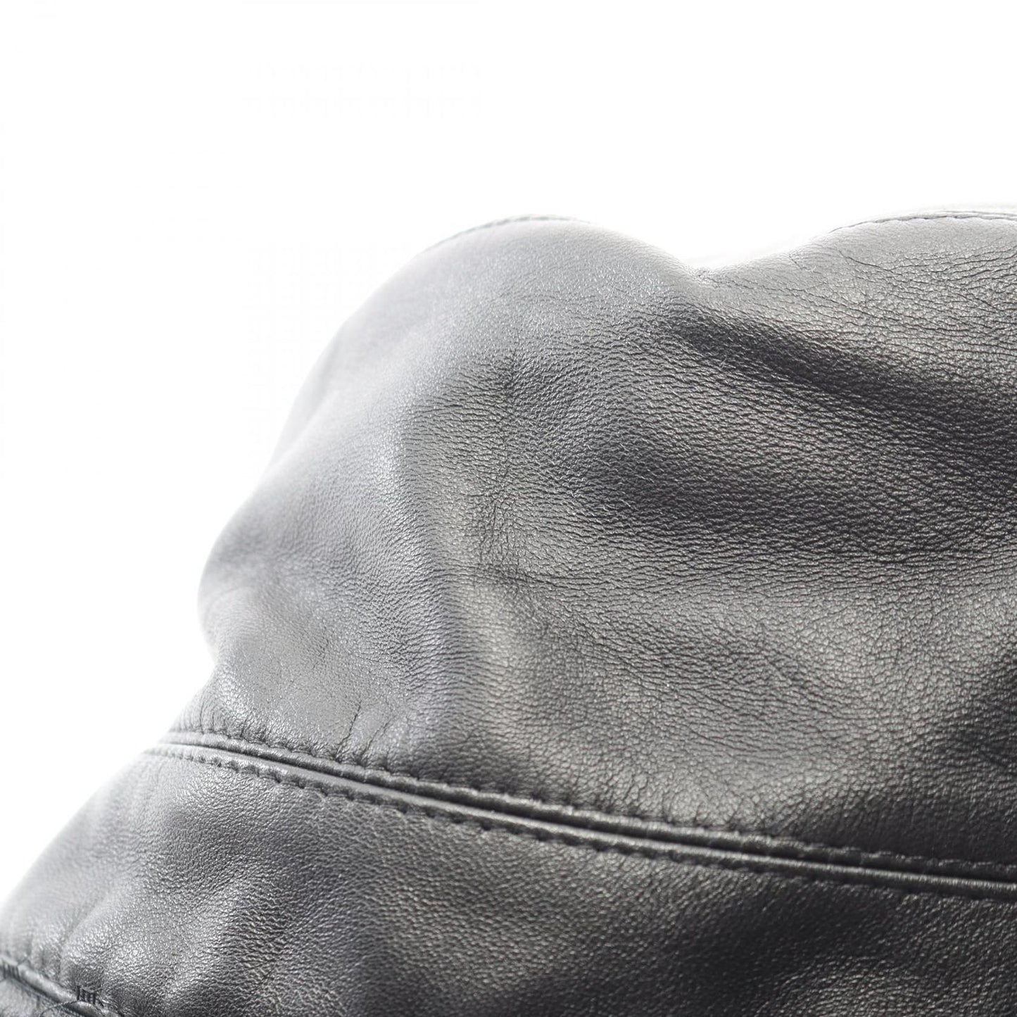 Dior Hat Teddy-d Tulle Bob Hat Bucket Black Leather Hat — view 6