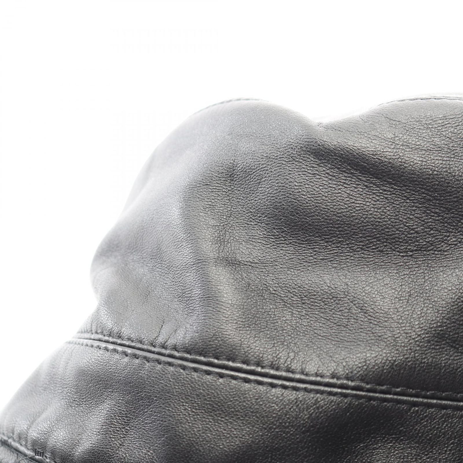 Dior Hat Teddy-d Tulle Bob Hat Bucket Black Leather Hat — view 6
