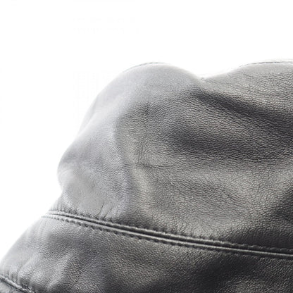 Dior Hat Teddy-d Tulle Bob Hat Bucket Black Leather Hat — view 6